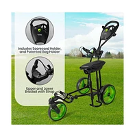 Jovial Foldable 3-Wheel Golf Push Cart with Scorecard Holder