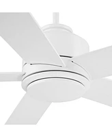 Casa Vieja 52" Grand Palm Modern Indoor Outdoor Ceiling Fan 5 Blade Led Light Remote Control Matte White Finish Wood Blades Bedroom Patio Living Room