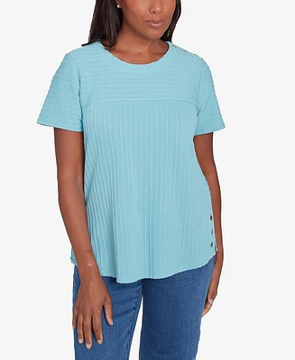 Alfred Dunner Petite Classics Solid Textured Short Sleeve T-Shirt