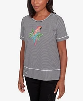 Alfred Dunner Petite Classics Crewneck Parrot Striped T-Shirt