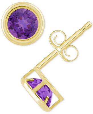 Lab-Created Opal Bezel Stud Earrings (1-1/5 ct. t.w.) 10k Gold (Also Additional Gemstones)