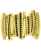 Macy's Black Cubic Zirconia Multi Row Ring 14k Gold Over Sterling Silver
