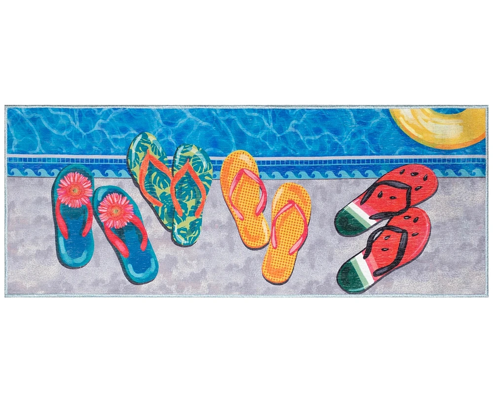 Liora Manne' Impressions Poolside Flip Flops 1'11"x4'11" Runner Area Rug