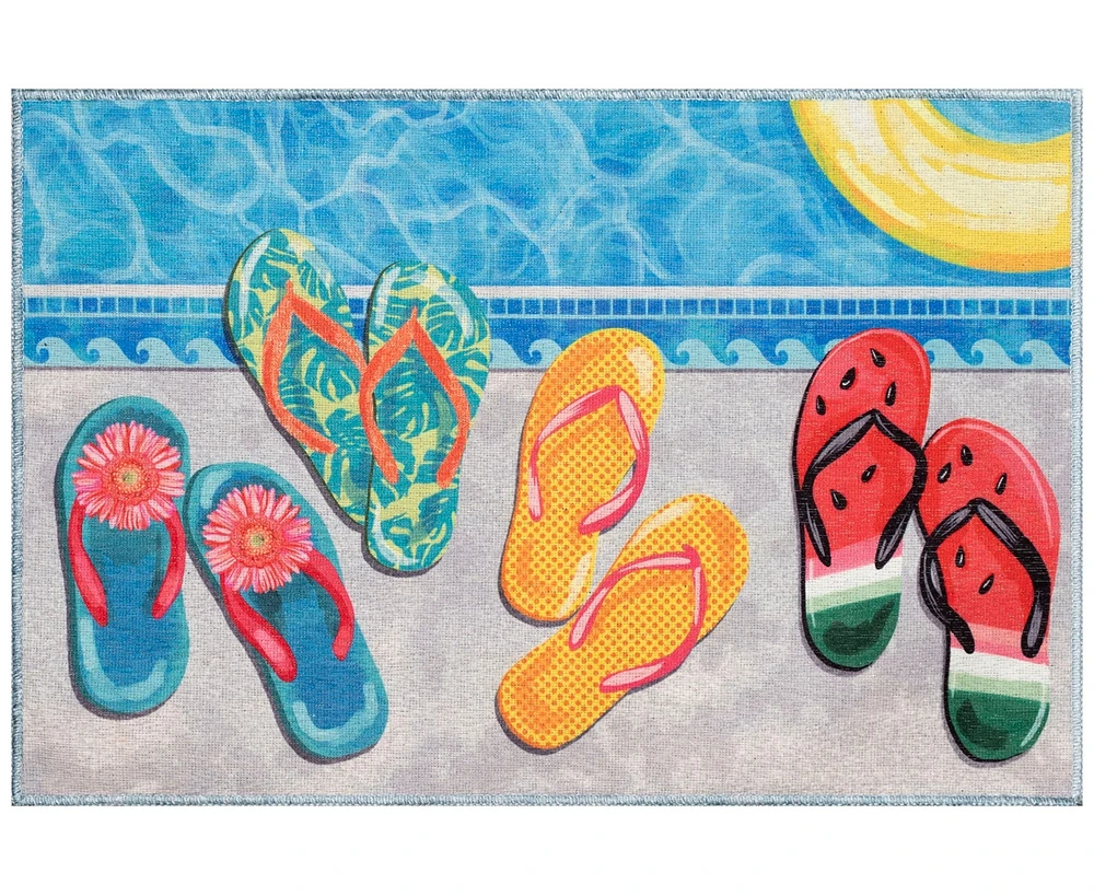 Liora Manne' Impressions Poolside Flip Flops 2'5"x3'11" Area Rug