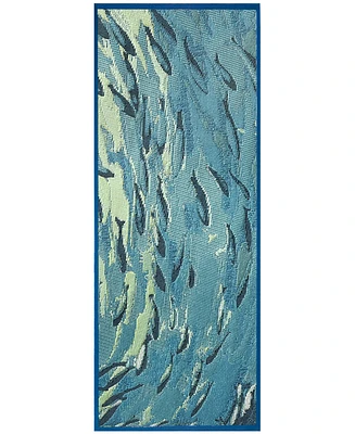 Liora Manne' Esencia Fish to Go Blue 1'11"x4'11" Runner Area Rug