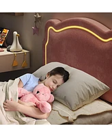 gaomon Twin Upholstered Bed Frame with Adjustable Headboard & Smart Led with drawer