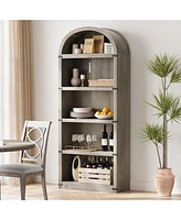 gaomon Bookcase Arched Bookshelf 71.65in Tall Bookcase Farmhouse Display Storage Rack