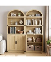 gaomon Bookcase with Doors Arched Bookshelf 71.65in Tall Bookcase Farmhouse Cabinet