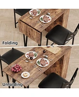 gaomon Dining Table Set for 2, Kitchen Bar Table and Chairs for 2, 3-Piece Kitchen Table Set with 2 Upholstered Chairs,Brown