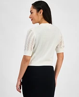 Robbie Bee Petite Knit Short-Sleeve Open-Front Shrug