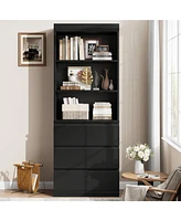 gaomon Bookcase with Drawers 70.27 Inches Tall Bookshelf Farmhouse Bookcases