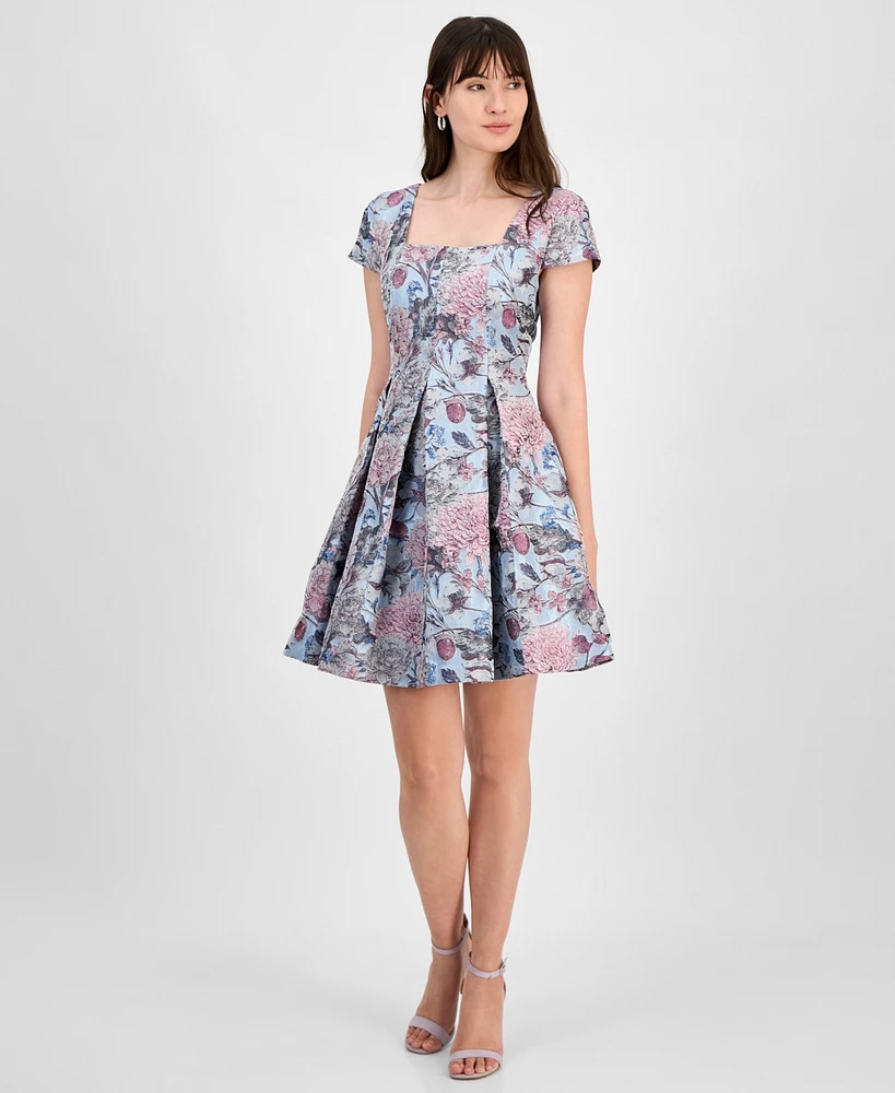 Tahari Petite Floral Jacquard Fit & Flare Dress