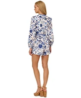 Adrianna by Papell Women's Cotton Printed Long-Sleeve Romper