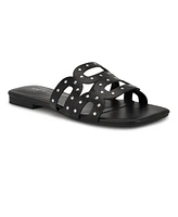 Nine West Women's Mckinna Square Toe Flat Sandals