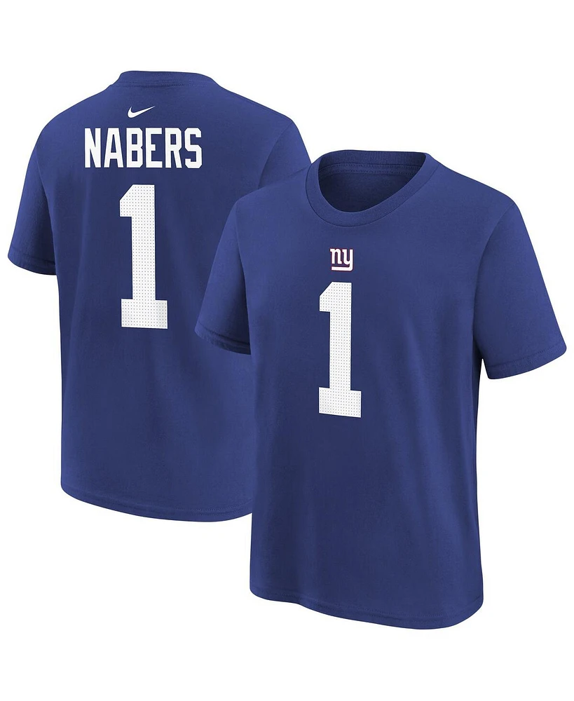 Nike Men's Malik Nabers Royal New York Giants Player Name Number T-Shirt