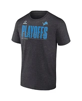 Fanatics Men's Heather Charcoal Detroit Lions 2024 Nfl Playoffs T-Shirt