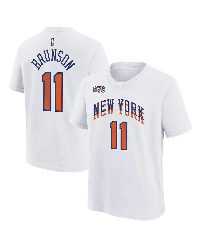 Nike Big Boys and Girls Jalen Brunson White New York Knicks 2024/25 City Edition Name Number T-Shirt