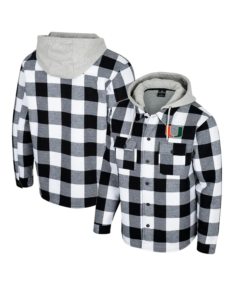 Colosseum Men's Black/White Miami Hurricanes Buffalo Plaid Full-Zip Jacket