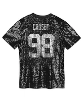 Outerstuff Big Girls Maxx Crosby Black Las Vegas Raiders Sequin V-Neck Fashion Jersey