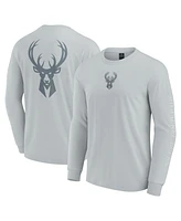 Fanatics Men's Gray Milwaukee Bucks Elements Strive Long Sleeve T-Shirt