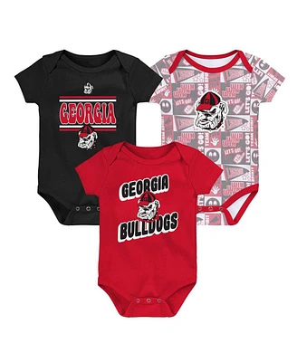 Outerstuff Newborn Red Georgia Bulldogs Sunday Comics 3-Pack Bodysuit Set