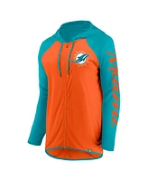 Fanatics Women's Orange/Aqua Miami Dolphins Script Full-Zip Hoodie