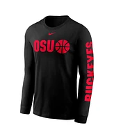 Nike Men's Black Ohio State Buckeyes Basketball Icon Two-Hit Long Sleeve T-Shirt