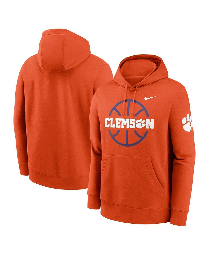 Nike Men's Orange Clemson Tigers Basketball Icon Club Fleece Pullover Hoodie