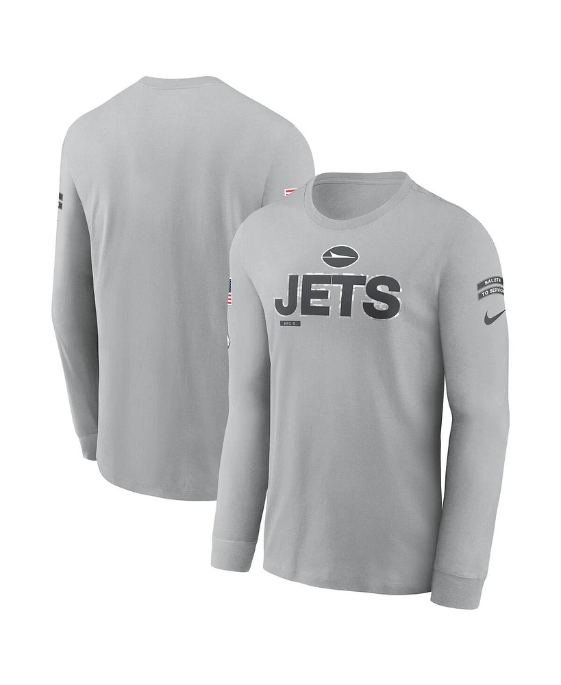 Nike Men's Gray New York Jets 2024 Salute To Service Long Sleeve T-Shirt