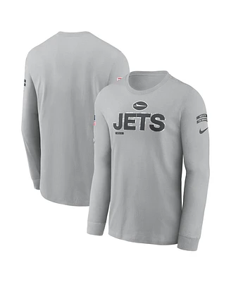 Nike Men's Gray New York Jets 2024 Salute To Service Long Sleeve T-Shirt