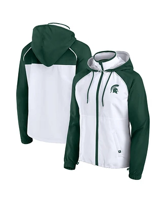 Fanatics Women's White Michigan State Spartans Full-Zip Anorak Hoodie Jacket