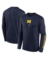 Jordan Men's Navy Michigan Wolverines Primetime Center Lockup Two-Hit Legend Long Sleeve T-Shirt