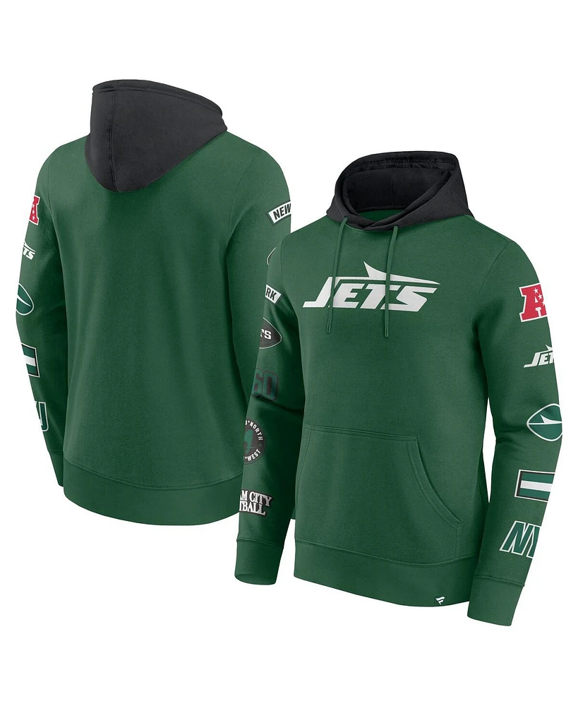 Fanatics Men's Green/Black New York Jets Patched Out Pullover Hoodie