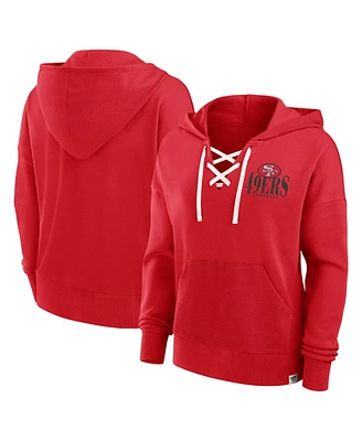 Fanatics Women's Scarlet San Francisco 49ers Blitz Left Lace-Up Pullover Hoodie