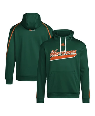 Adidas Men's Green Miami Hurricanes 2024 Sideline Travel Pullover Hoodie