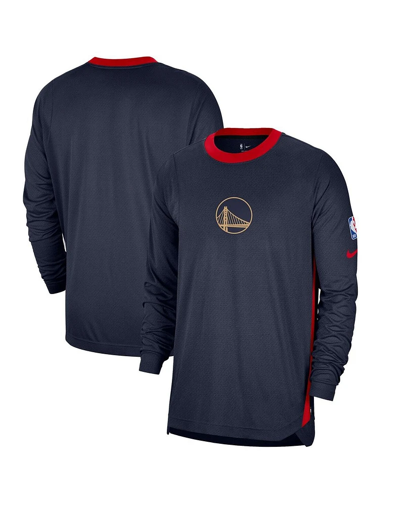 Nike Men's Navy Golden State Warriors 2024/25 City Edition Authentic Pregame Performance Long Sleeve Shooting T-Shirt