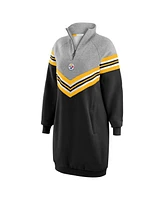 Wear by Erin Andrews Women's Black/Heather Gray Pittsburgh Steelers Chevron Stripe Dress