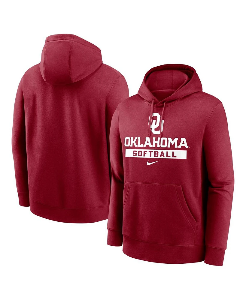 Nike Men's Crimson Oklahoma Sooners Softball Stack Club Fleece Pullover Hoodie