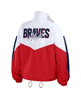 Wear by Erin Andrews Women's White/Red Atlanta Braves Color Block Full-Zip Windbreaker Jacket