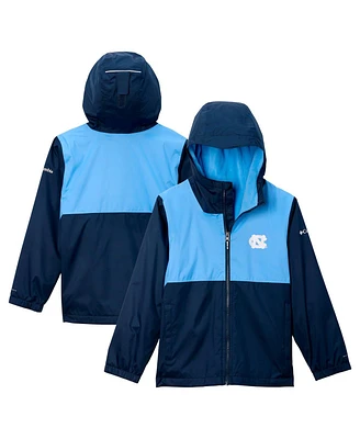 Columbia Big Boys and Girls Navy North Carolina Tar Heels Rainy Fields Lined Hoodie Full-Zip Jacket