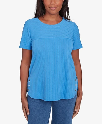Alfred Dunner Petite Classics Solid Textured Short Sleeve T-Shirt