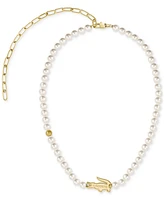 Lacoste Gold-Tone Matchpoint Imitaion Pearl Strand Necklace, 16-1/3" + 2-1/2" extender