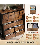 Wlive Tall Dresser for Bedroom with 12 Drawers Dressers & Chests of Fabric Closet Storage Draw