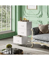 Wlive Dresser with 3 Drawers Fabric Nightstand Organizer Storage for Bedroom Hallway Entryway Closets Sturdy Steel Frame Wood Top Easy Pull Ha