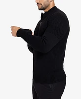 X-Ray Men's Mock Neck Texture Quarter Zip Knitted Sweater