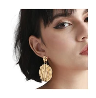 Sohi Dented Circular Drop Earrings