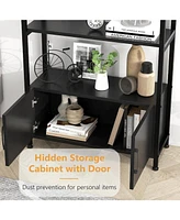 gaomon 4 Tier Bookshelf, Arched Bookcase with Doors Storage