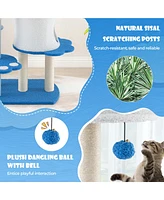 Gymax 54'' Cat Tree Tower w/ Sisal Scratching Posts Bell Cat Perch Cat Condo