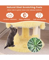 Gymax Monster-Themed Cat Tree w/ 2 Private Condos Long Plush Sisal Scratching Posts