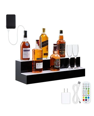 gaomon Liquor Bottle Display Shelf, 2-Step 40 Inch Bar Display Shelf with Remote & App Control, 16 Colors, 1-8 H Timing, Bottle Stand Mulit Color Ligh